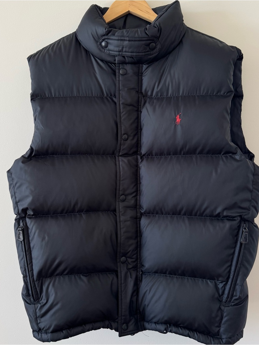 Polo Ralph Lauren Men's XXL Black Down Filled Quilted Puffer Vest Red Pony Logo